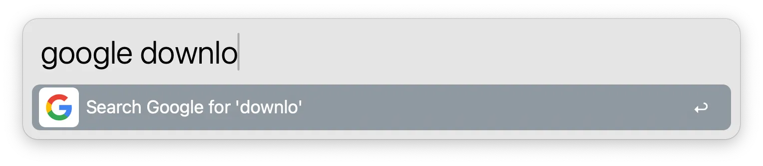 Google search with Alfred